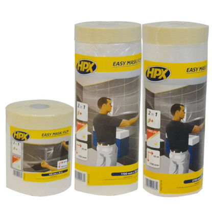 Afdekfolie met afplakband Easy mask film crêpe 110cm x 33m.