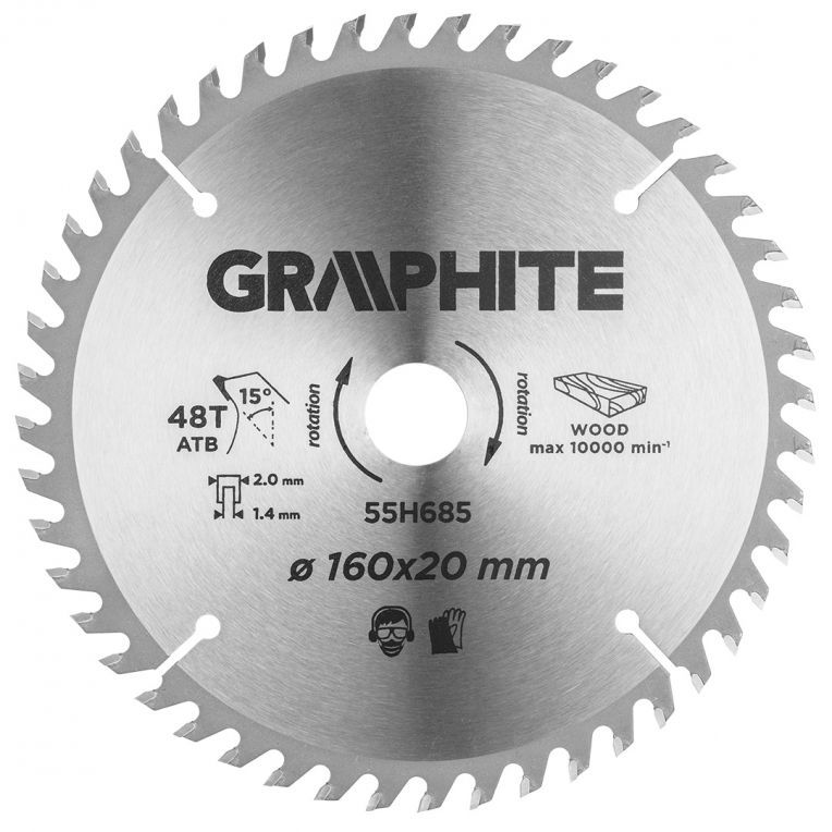 Blad 160mm, Asgat 20mm, Tanden 48, Dikte 1,4mm, Zaagdikte 2,0mm, Geometry ATB, M