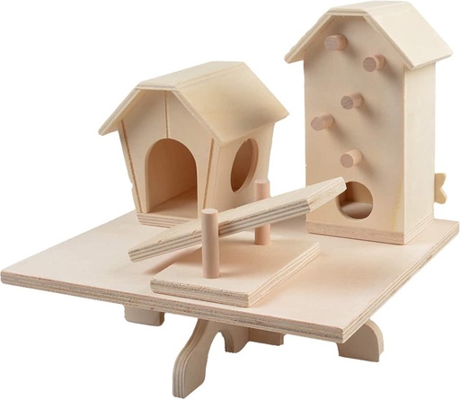 [14320] Houten speeltuin met huisjes 23x20x22cm bruin