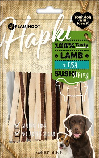 [520264] HAPKI LAMB EN FISH SUSHI STRIPS 85 GRAM